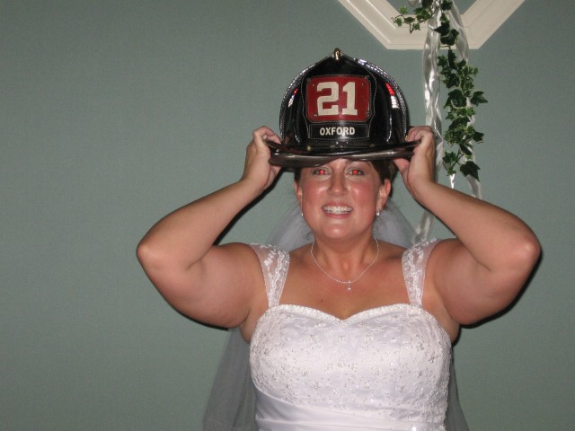 Diana Goodley celebrates at her wedding.